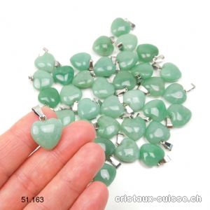 Pendentif Aventurine verte coeur 1,5 cm avec boucle métal. OFFRE SPECIALE