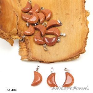 Pendentif Rivière d'or brune LUNE 1,7 cm avec boucle métal. Offre Spéciale