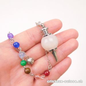 Pendule Quartz rose avec perles chakras - Pendule Galileo