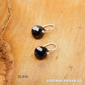 Boucles d'oreilles Spinelle noir facetté en argent 925