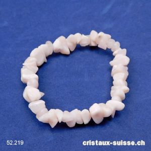 Bracelet Manganocalcite rose claire, élastique 17 cm. Taille SM