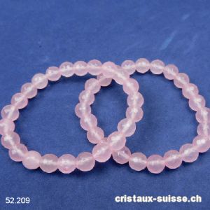 Bracelet Quartz rose FACETTÉ 8 mm, élastique 18 cm. Taille M