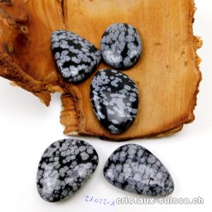 Obsidienne Flocons de Neige plate 3,5 - 4 cm. Taille L. 