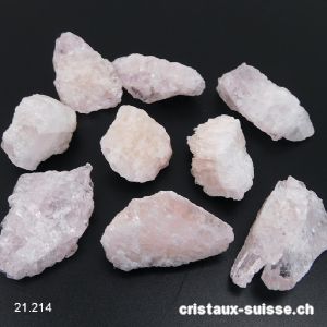 Morganite rose pâle, cristal brut 2,5 à 3,5 cm. M