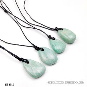 Amazonite 2,5 - 2,8 cm percée avec cordon Lederlook