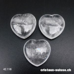 Coeur Cristal de Roche 2,5 cm, plat. Offre Spéciale