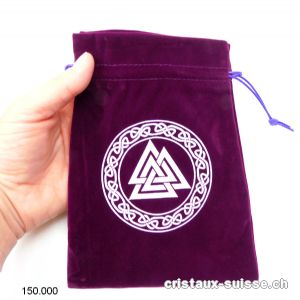 Pochette velours TRIANGLES violet 17,5 x 13 cm. Taille XL