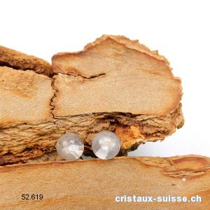 Clous d'oreilles Cristal de Roche boule 6 mm en argent 925