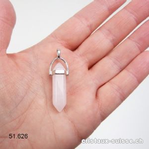 Pendentif Quartz rose biterminé en métal. OFFRE SPECIALE