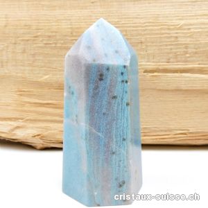 Quartz bleu avec Troïlite, Obélisque 8,8 cm. Pièce unique 184 grammes