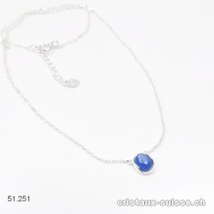 Pendentif Cyanite bleue avec chaîne en argent 925. Réglable 41 - 44 cm