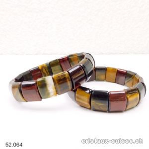 Bracelet Oeil Tigre - Boeuf - Faucon 1 x 1,5 cm, élastique 19 cm