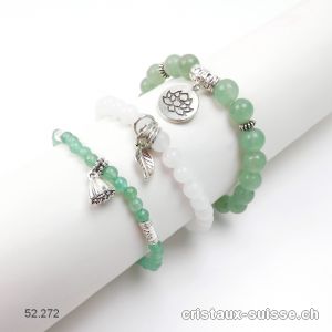 3 bracelets LÂCHER-PRISE, Aventurine verte et Jade blanc. Offre Spéciale