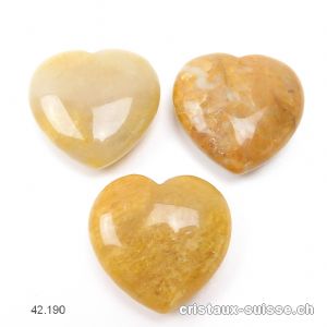 Coeur Jade jaune - beige 3 x 3 x 1,2 cm. Qual. A-B. OFFRE SPECIALE