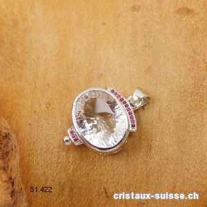 Pendentif Cristal de Roche et Rubis en argent 925 rhodié