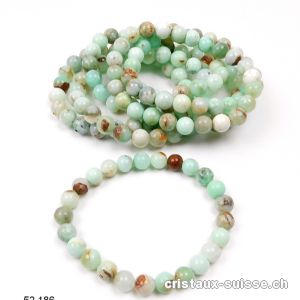 Bracelet Chrysoprase Boulder 8 - 9 mm, élastique 18,5 cm. Taille M