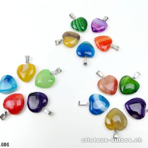 5 pendentifs Agate Coeurs 2 cm, boucles en métal. Offre Spéciale