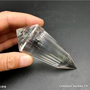 Vogel biterminé Cristal de Roche 24 faces 9 x 3,8 cm. Pièce unique 135 grammes