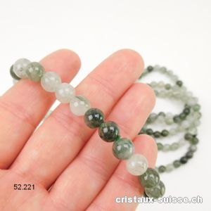 Bracelet Quartz - Actinolite 8 mm, élastique 19 cm