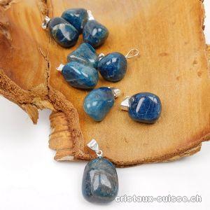 Pendentif Apatite bleue 1,5 à 2 cm avec boucle argent 925. Qual. AB. OFFRE SPECIALE