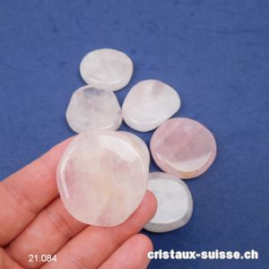 Quartz rose plat, clair 3,7 - 4,2 cm x épais. 1 cm. Taille L