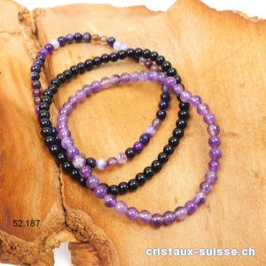 3 bracelets SPIRITUALITÉ, Améthyste - Onyx noir - Agate violette. Offre Spéciale