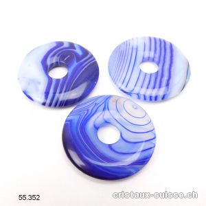 Agate bleue - indigo, Donut 3 cm