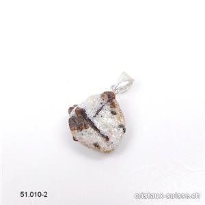 Pendentif Staurotide - Staurolite brute avec boucle en argent 925. Pièce unique