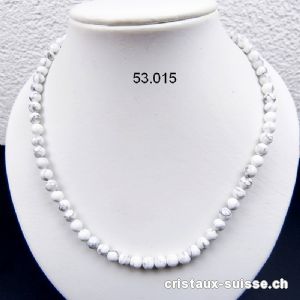 Collier Magnésite - Howlite blanche 6 mm / 45 cm