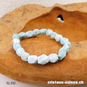 Bracelet Larimar nuggets facettés 8 - 10 mm / élastique 18 - 19 cm. Offre Spéciale