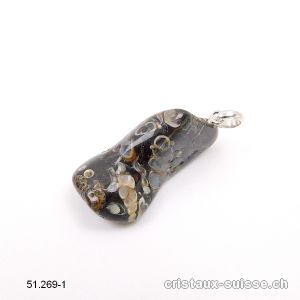 Pendentif Agate Turitelle 3 cm avec boucle argent 925. Pièce unique