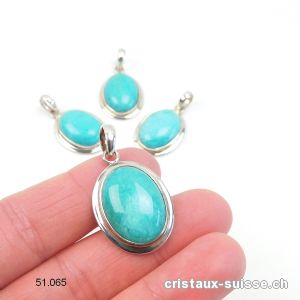 Pendentif Amazonite du Pérou 2,5 x 1,8 cm, en argent 925