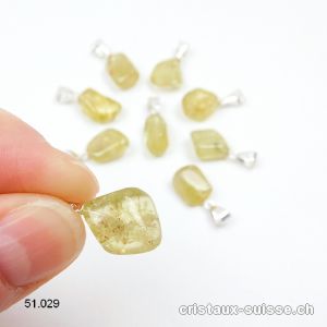 Pendentif Apatite jaune - vert 1 - 1,5 cm avec boucle argent 925. RARETÉ