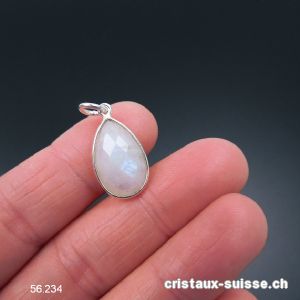 Pendentif Pierre de Lune arc-en-ciel, Goutte en argent 925