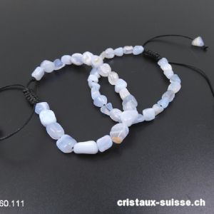 Bracelet Calcédoine bleue claire, réglable