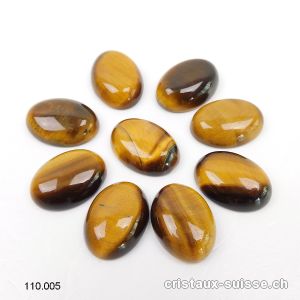 Oeil de Tigre Cabochon 17,5 - 18 x 12,5 - 13 mm, non percé