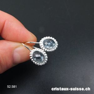 Boucles d'oreilles Topaze bleue claire facettée en argent 925