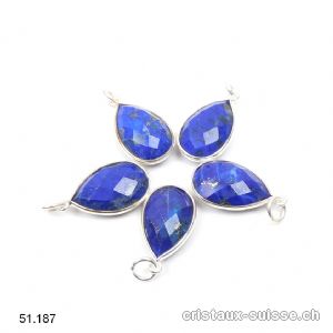 Pendentif Lapis-lazuli mini-goutte facettée en argent 925 / 1,8 x 1,2 cm