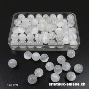 Sélénite blanche, boule percée 6,5 mm