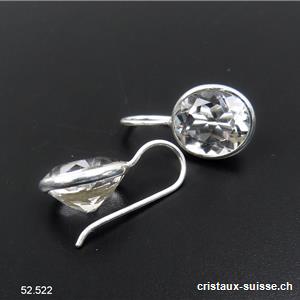 Boucles d'oreilles Cristal de Roche, ovale facetté en argent 925