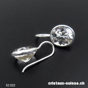 Boucles d'oreilles Cristal de Roche, ovale facetté en argent 925