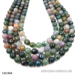 Rang Agate Mousse - Agate Indienne mix, FACETTÉE 8 mm / 37 cm, env. 44 boules