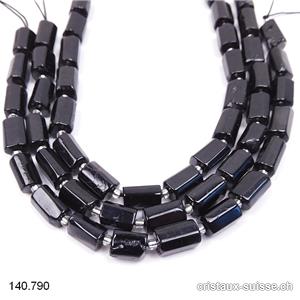 Demi-Rang Tourmaline noire - Schörl, tubes percés 9 - 11 x 6 - 7 mm / env. 15 perles