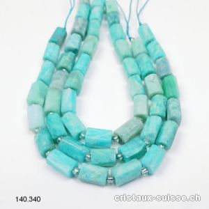 Demi-Rang Amazonite, tubes percés 6 - 11 x 5 - 7 mm / 16 perles