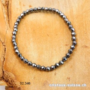 Bracelet Hématite facettée 4 mm / 18,5-19 cm. Taille M-L