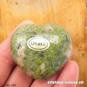 Coeur Unakite - épidote 4,5 x 4 x 2,3 cm, bombé. Pièce unique