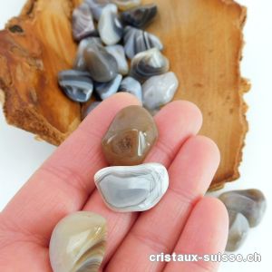 Agate Botswana beige-brun-gris 1,8 à 2,5 cm. Taille M