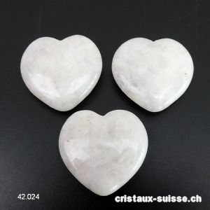 Coeur Quartz blanc 3,5 cm, plat