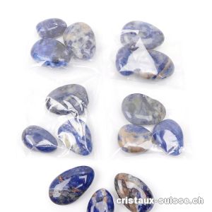 3 x Sodalites 2,5 - 3 cm, Percées 