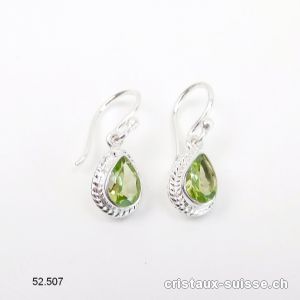 Boucles d'oreilles Péridot facetté en argent 925